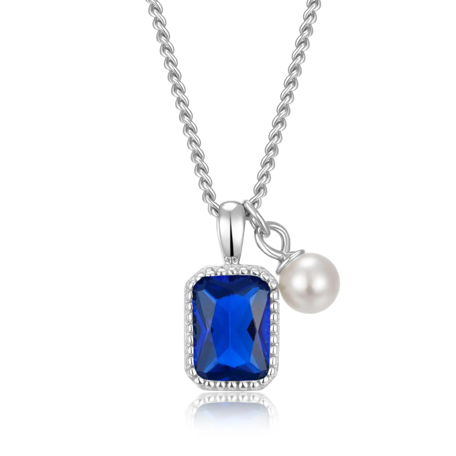Silberkette mit leuchtend blauem Stein