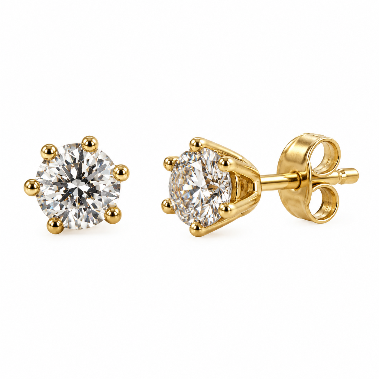 Diamant-Ohrstecker in Krappenfassung, 585 Gelbgold