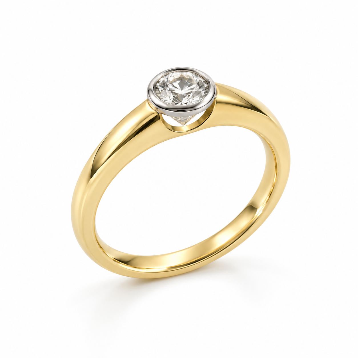Goldring mit Brillant, 585 Gelbgold